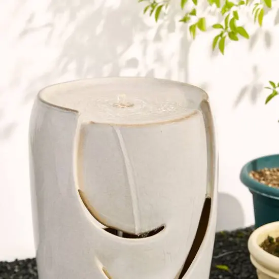 Glitzhome&reg; 29" Ceramic Pot Fountain Sand Beige {6}