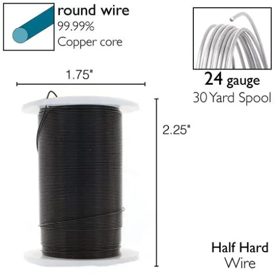 The Beadsmith&reg; Wire&trade; Elements 24 Gauge Tarnish-Resistant Wire Black {7}