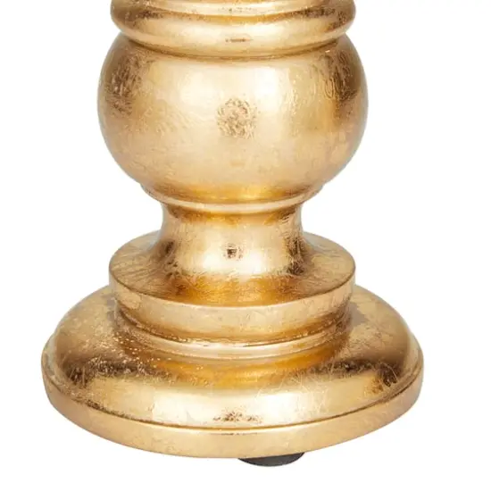 Mango Wood Traditional Candle Holder Set Gold {4}