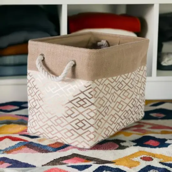 Large Bronze Burlap Diamond Rectangle Bin {5}