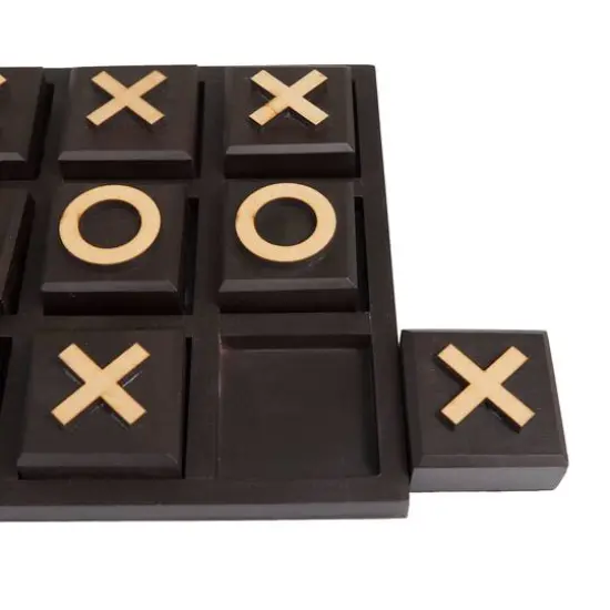 10" Black Wood Tic-Tac-Toe Game Set {5}