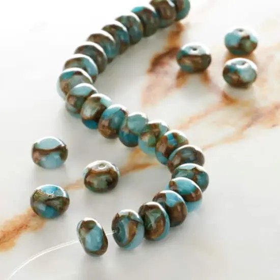 Light Blue Impression Jasper Rondelle Beads, 8mm by Bead Landing&reg; {3}
