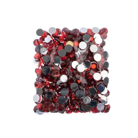 John Bead Acrylic Round Flat Back Rhinestones, 10mm Red {4}