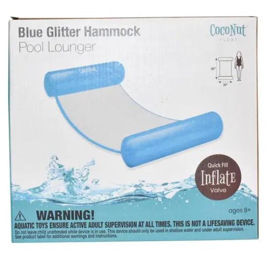 CocoNut Float 4ft. Blue Glitter Hammock Pool Lounger {5}