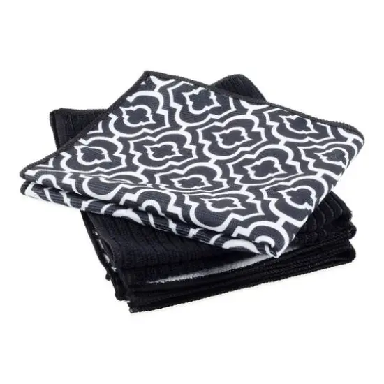 DII&reg; Black Lattice Microfiber Dishtowel Set {4}