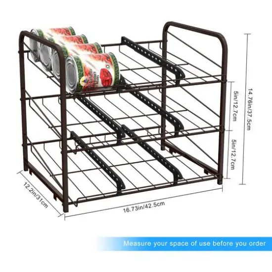 3-Tier Stackable Can Rack Organizer Brown {4}