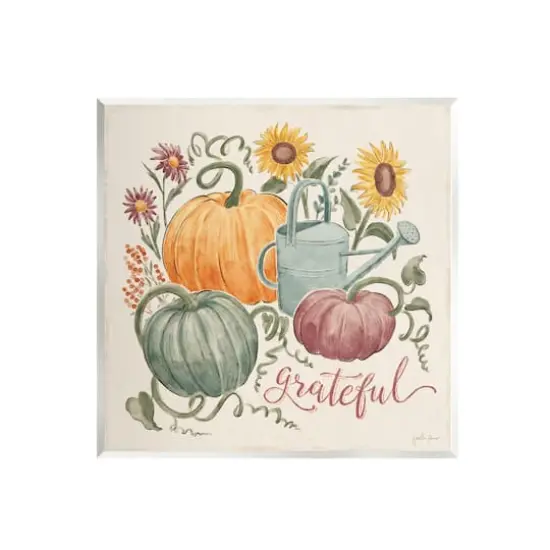 Stupell Industries Grateful Floral Fall Pumpkins Wall Plaque Art {1}