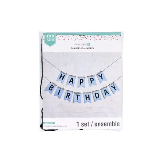 5ft. Blue Happy Birthday Racing Banner Set by Celebrate It&trade; {3}