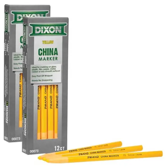 Dixon&reg; Phano China Markers, 2 Packs of 12 Yellow {1}
