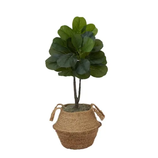 3ft. Artificial Fiddle Leaf Fig Tree With Handmade Cotton & Jute Woven Basket DIY Kit Natural {1}