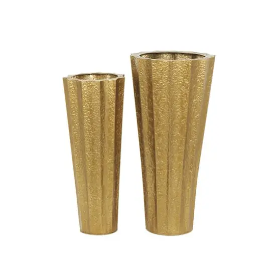 Gold Textured Floor Vase Set {1}