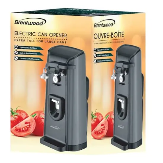 Brentwood Tall Electric Can Opener with Knife Sharpener & Bottle Opener {8}