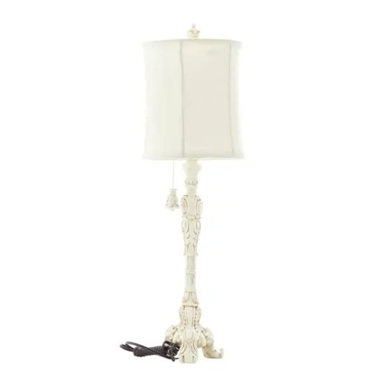White Polystone Coastal Buffet Lamp 7" x 7" x 31" {3}
