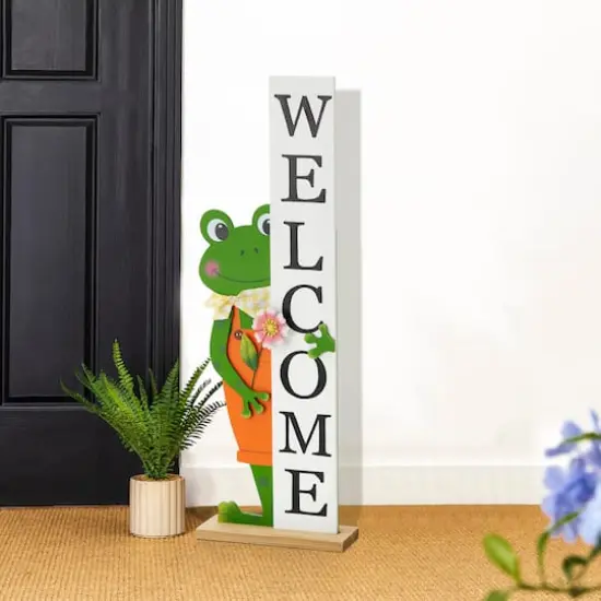 Glitzhome&reg; 36" Wooden Frog WELCOME Porch D&eacute;cor {4}
