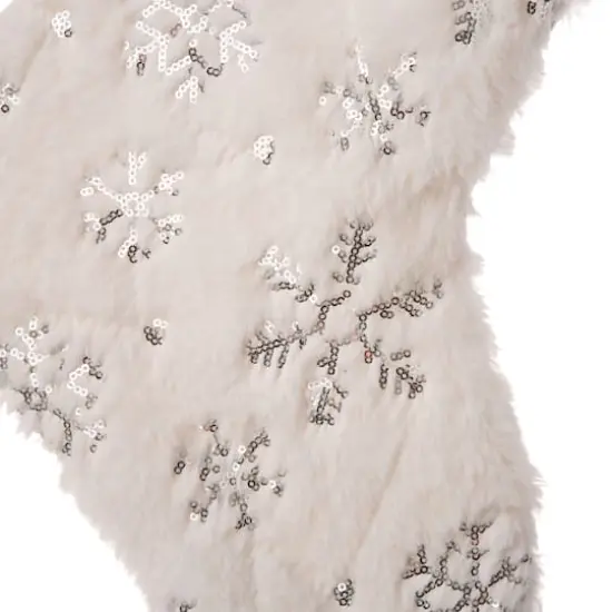 Glitzhome&reg; White Plush Snowflake Stockings & Tree Skirt Set {6}