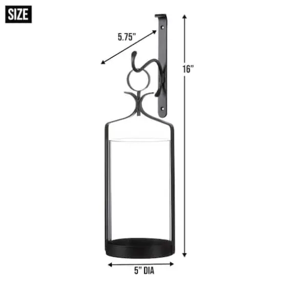 16'' Hanging Hurricane Glass Candle Wall Sconce {6}