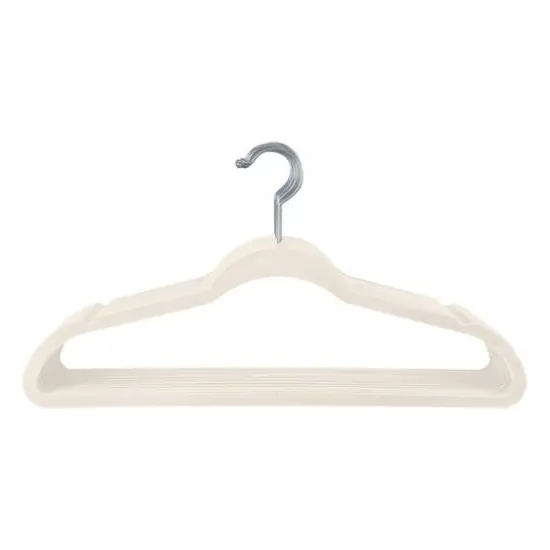 Simplify Super Slim Velvet Huggable Hangers, 10ct. Ivory {1}