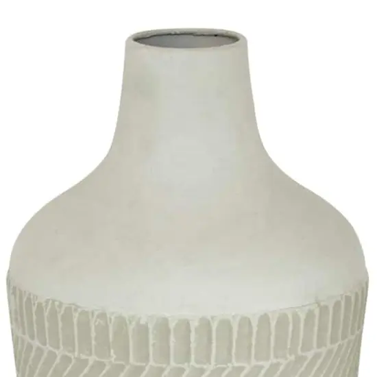 White Metal Contemporary Style Vase, 13" x 8" x 8" {4}