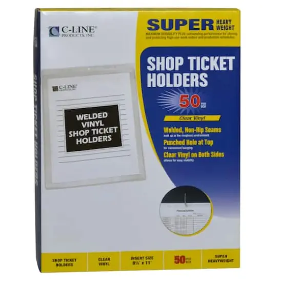 C-Line&reg; 8.5" x 11" Clear Vinyl Shop Ticket Holders, 50ct. {1}
