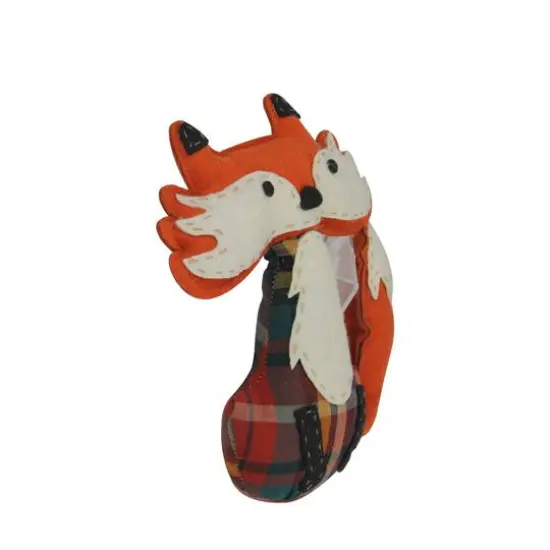 9.5" Orange Plaid Plush Sitting Fox Tabletop D&eacute;cor {4}