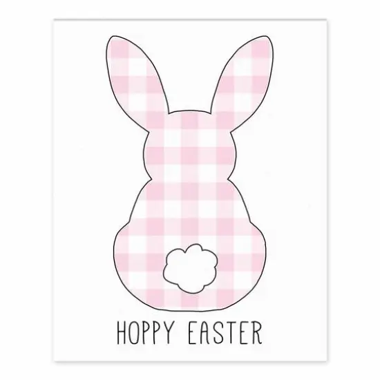 Pink Buffalo Check Bunny Silhouette Tabletop Canvas {1}