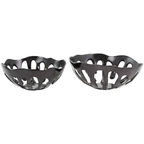 Aluminum Drip Decorative Bowl Set with Open Frame Design Black {1}