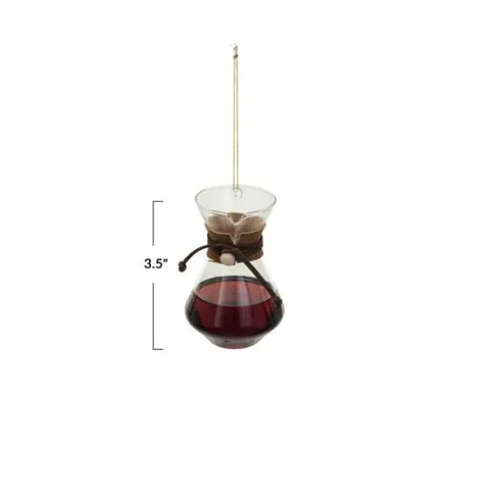 Hello Honey&reg; 3.5" Brown & Black Glass Pour Over Coffee Ornament {4}