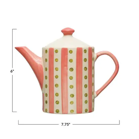 Hello Honey® 6" Multicolor Stoneware Teapot with Painted Design {3}