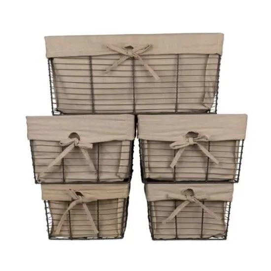 DII&reg; Desert Taupe Lined Vintage Wire Basket Set {6}