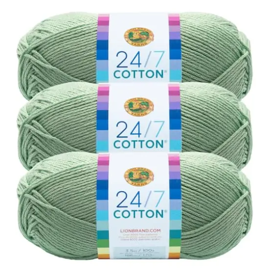 3 Pack Lion Brand&reg; 24/7 Cotton&reg; Yarn Mint {1}