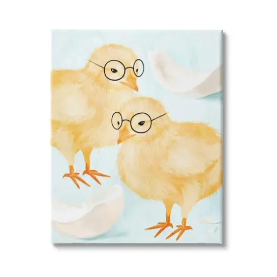 Stupell Industries Easter Chicks Hatched Eggs Yellow Birds Round Glasses Canvas Wall Art {1}