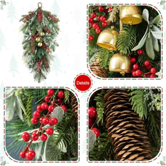 Glitzhome&reg; 26" Berry, Pinecone & Bell Teardrop {8}