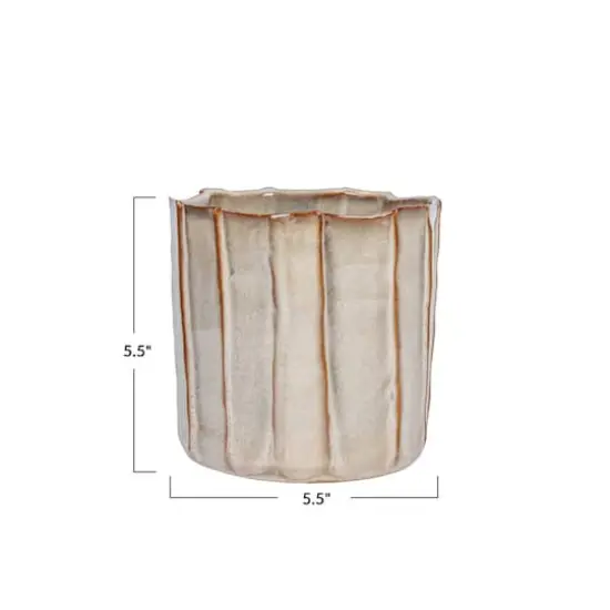 Hello Honey&reg; 5.5" Cream Round Stoneware Pleated Planter {7}