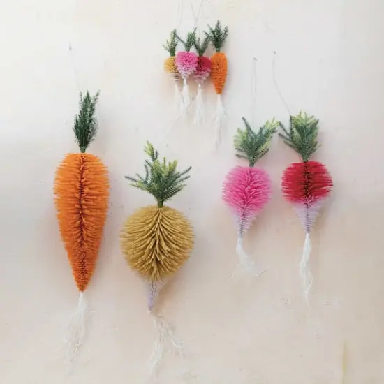 Hello Honey&reg; 35.5" Cream Flocked Bottle Brush Turnip Ornament {3}