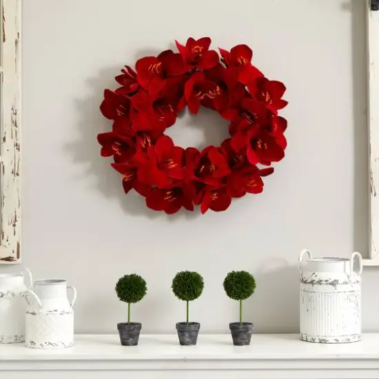 22&rdquo; Red Amaryllis Wreath {6}