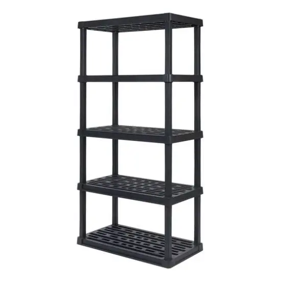 IRIS 6ft. Black Plastic Rack Shelf with 5 Large Shelves {1}