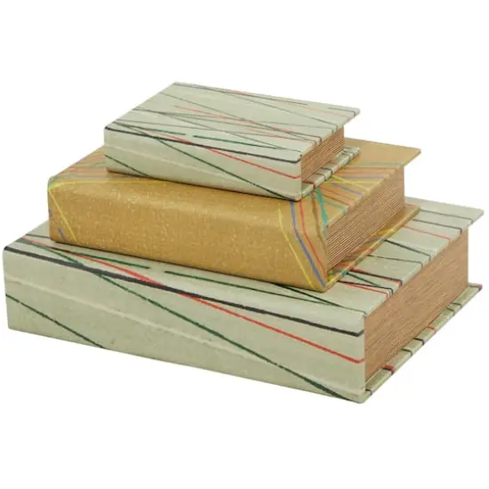 Line Print Faux Leather Faux Book Box with Varying Patterns Set {4}