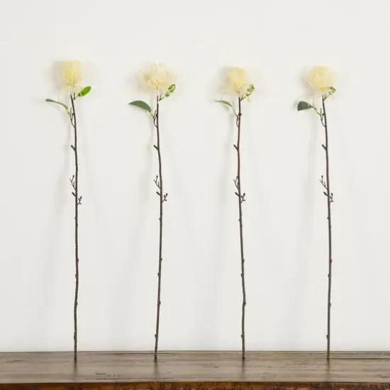 24in. Artificial Pincushion Protea Flower Stem - Set of 4 {11}
