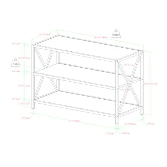 Walker Edison Gray Wash X-Frame Industrial Wood Bookshelf {8}