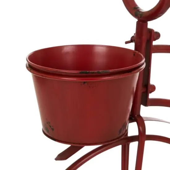 Glitzhome&reg; 25.98" Red Metal Bicycle Planter {8}