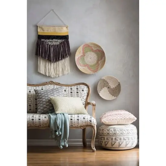 Hello Honey&reg; 12" Kilim Wool Blend Round Pouf {6}