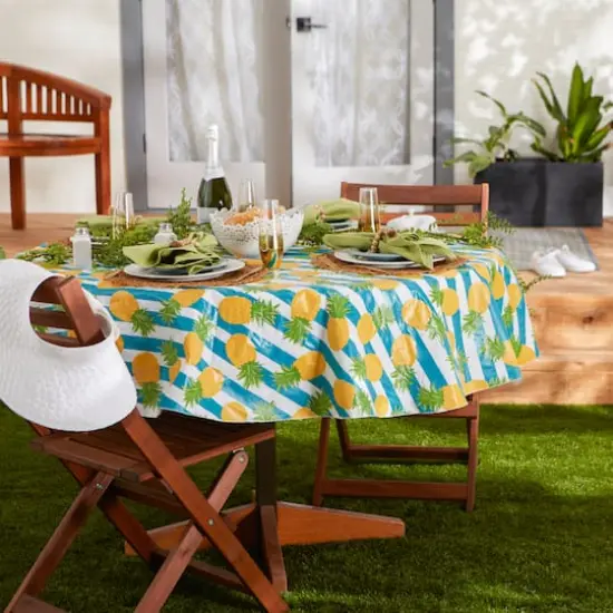Pineapple Vinyl Tablecloth 70" Round {3}