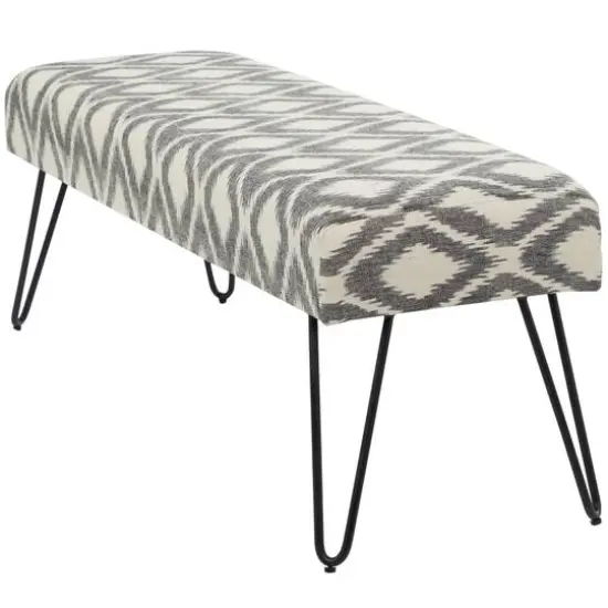 47" Gray Metal Diamond Bench with Metal Hairpin Legs {4}
