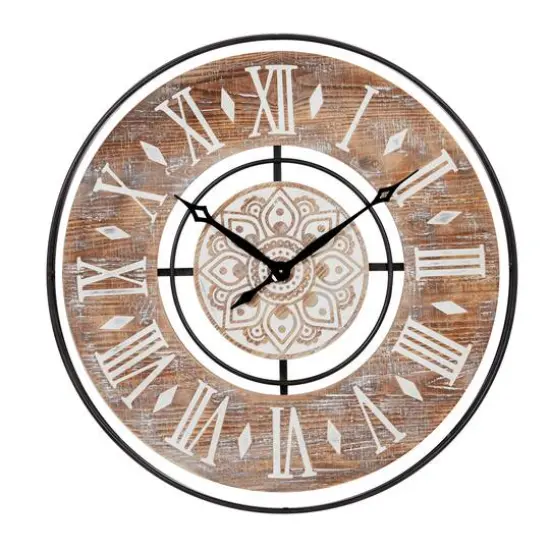 Brown Farmhouse Wood Wall Clock, 34" x 34" {3}