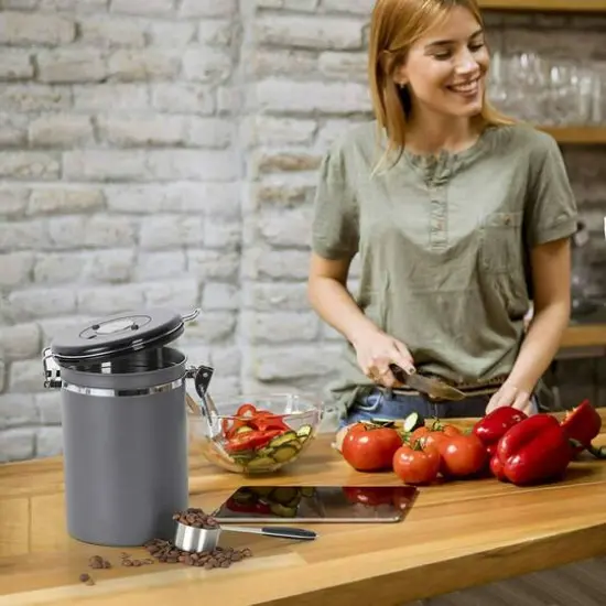 NEX&trade; 22oz. Airtight Gray Stainless Steel Coffee Canister {6}