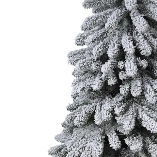 5ft. Pre-Lit Lightly Flocked Alpine Artificial Christmas Tree with Natural Wood Pole, Soft White LED Lights {5}