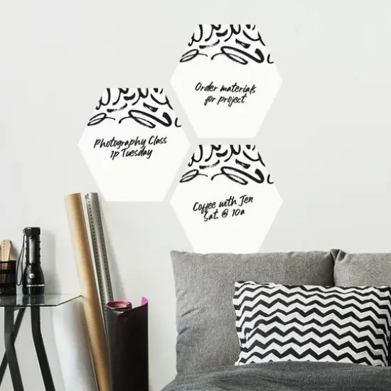 RoomMates Doodle Dry Erase Hexagon Peel & Stick Decals {4}