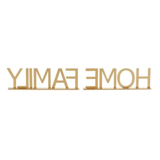 10" Gold Metal Family & Home Tabletop Sign Set {7}