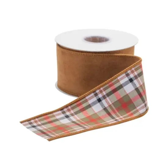 2.5" x 5yd. Burnt Orange Wired Plaid Ribbon, 2ct. {1}