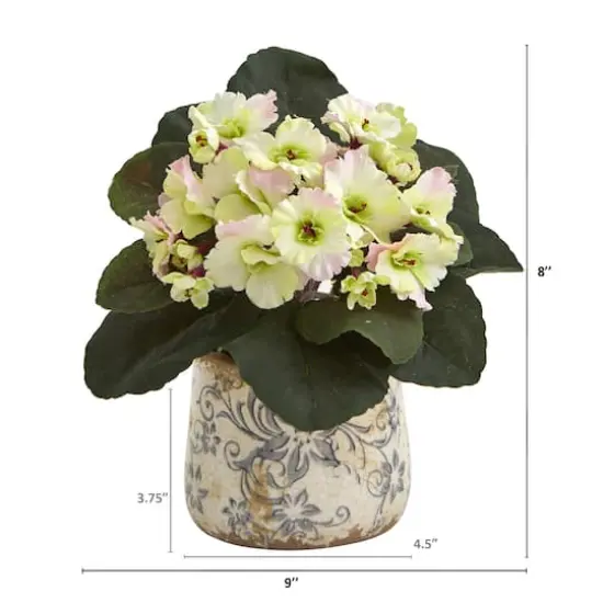 8" African Violet Artificial Plant in Floral Design Vase Set {3}